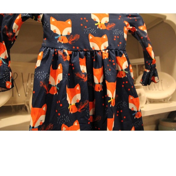 Fox dress, girls summer dresses ruffle sleeves - Picture 3 of 8